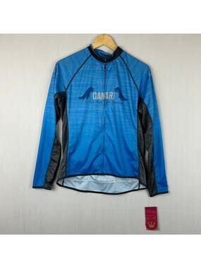 Canari Blue Cycling Shirt Full Zip Long Sleeve Made in USA Women's Size XL